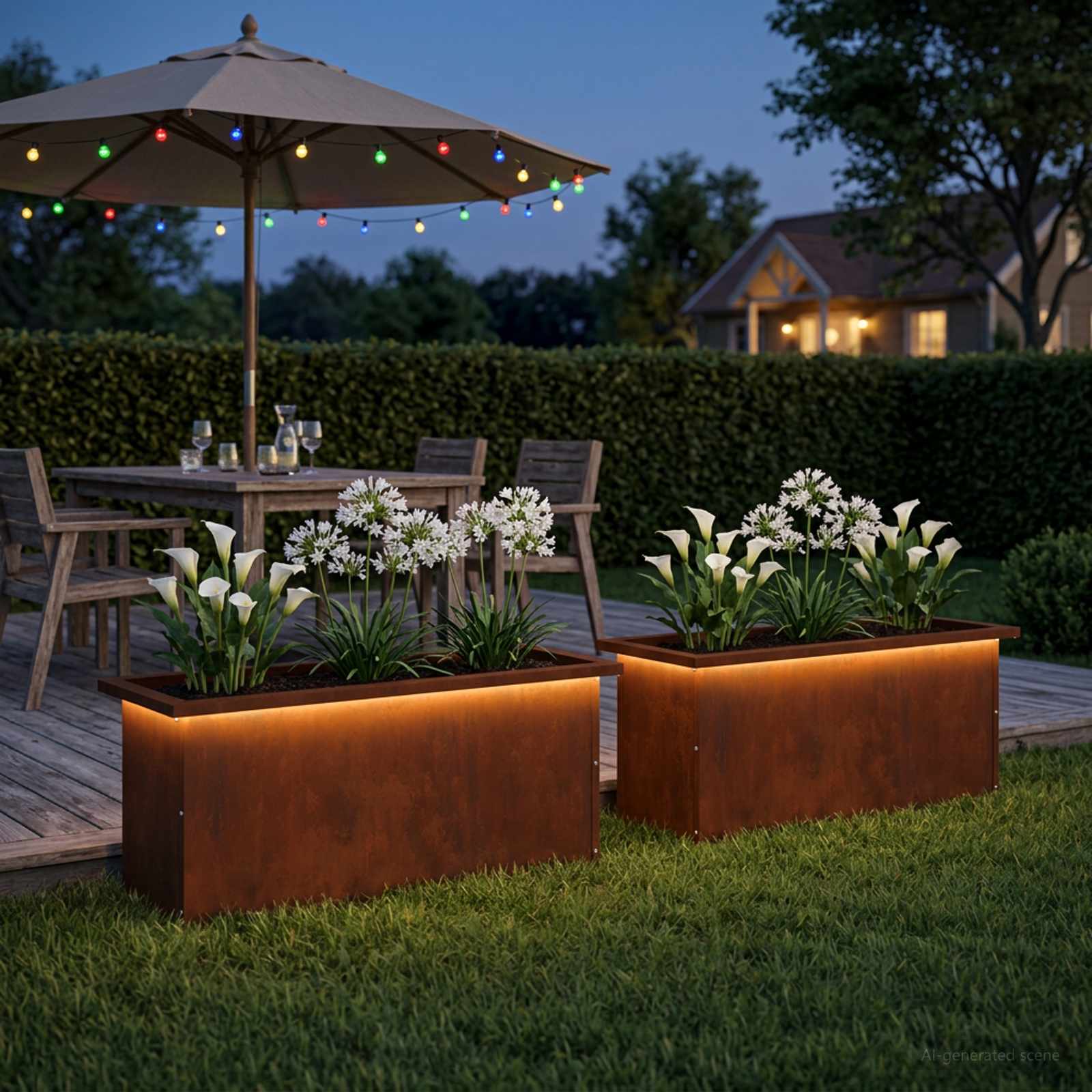 Ζαρντινιέρα κήπου με LED 2 τμχ. Σκ rusty 30 x 80 x 30 εκ - Pakobazaar