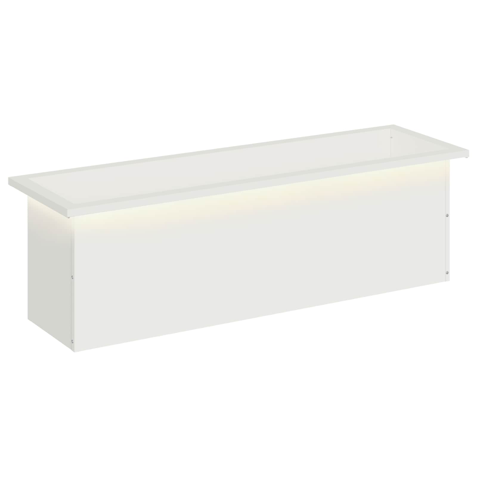 Ζαρντινιέρα κήπου με LED Λευκό 30 × 100 × 30 εκ Ατσάλι - Pakobazaar