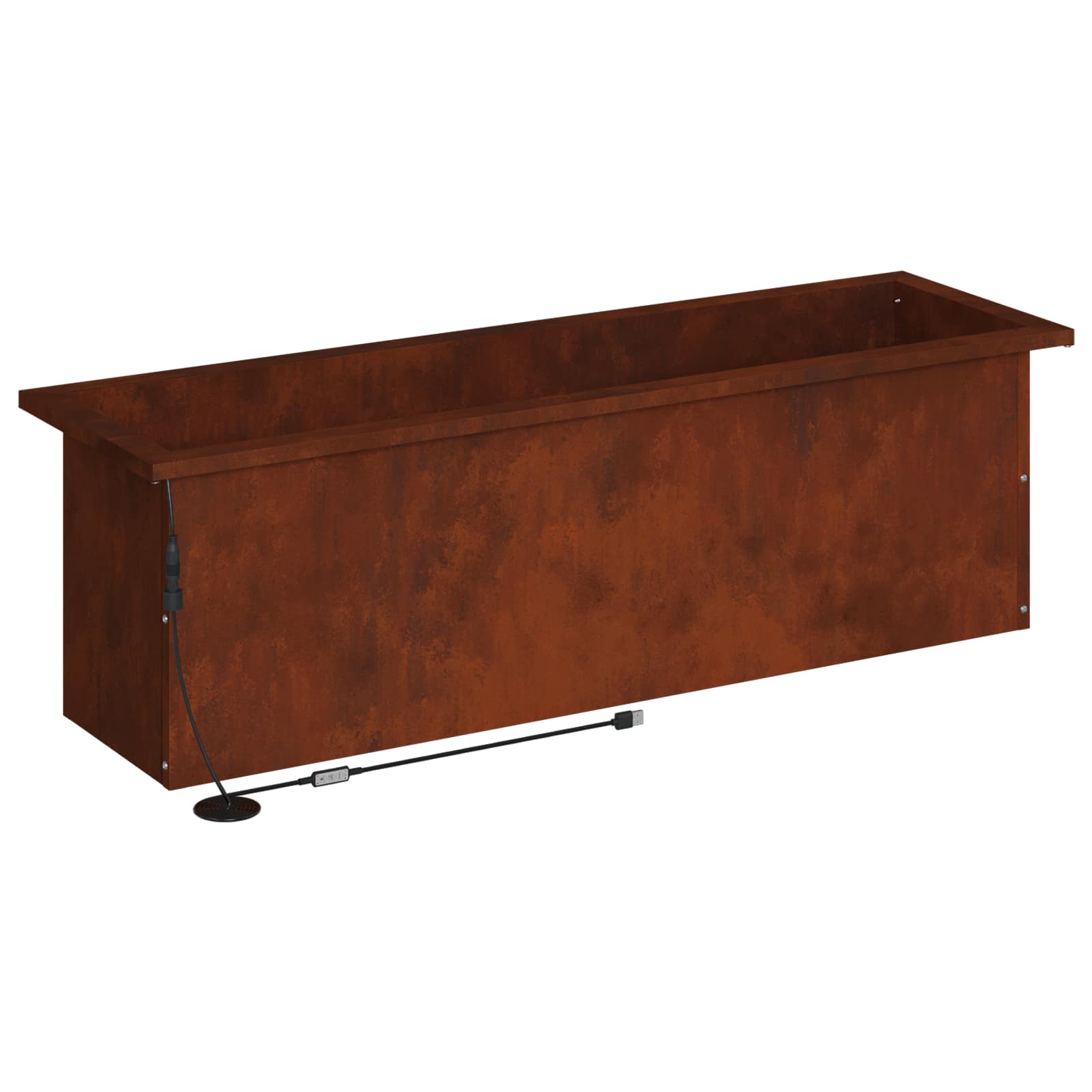 Ζαρντινιέρα κήπου με LED Σκ rusty 30 × 100 × 30 εκ - Pakobazaar