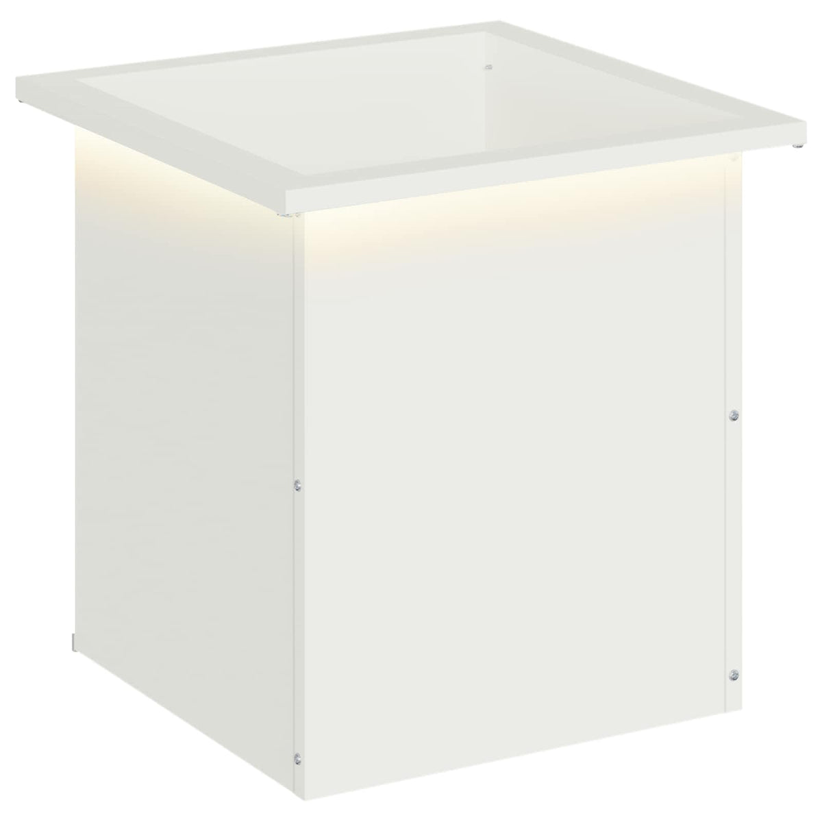 Ζαρντινιέρα κήπου με LED Λευκό 40 x 40 x 40 cm Ατσάλι