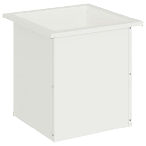 Ζαρντινιέρα κήπου με LED Λευκό 40 x 40 x 40 cm Ατσάλι