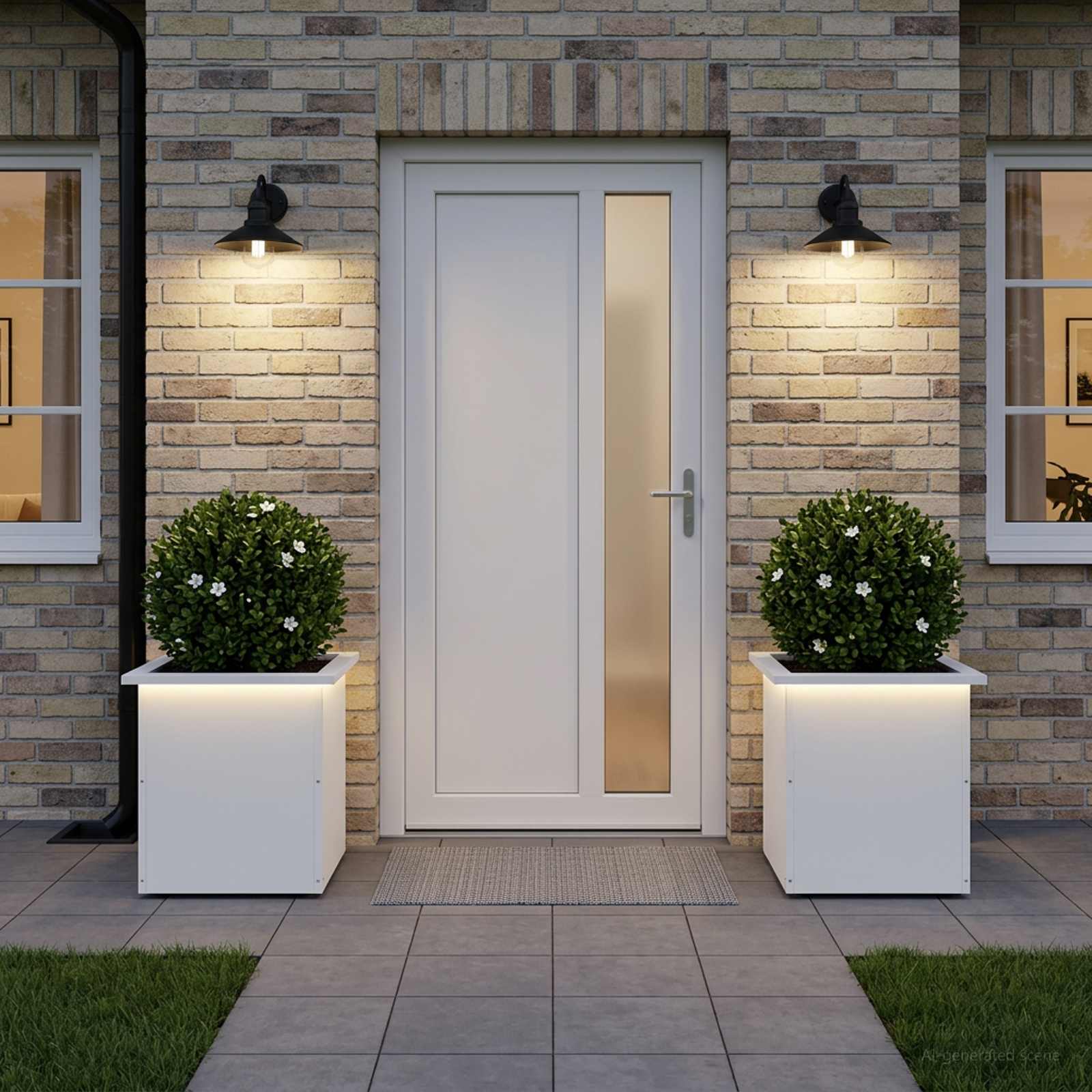Ζαρντινιέρα κήπου με LED 2 τμχ. Λευκό 40 x 40 x 40 cm Ατσάλι - Pakobazaar