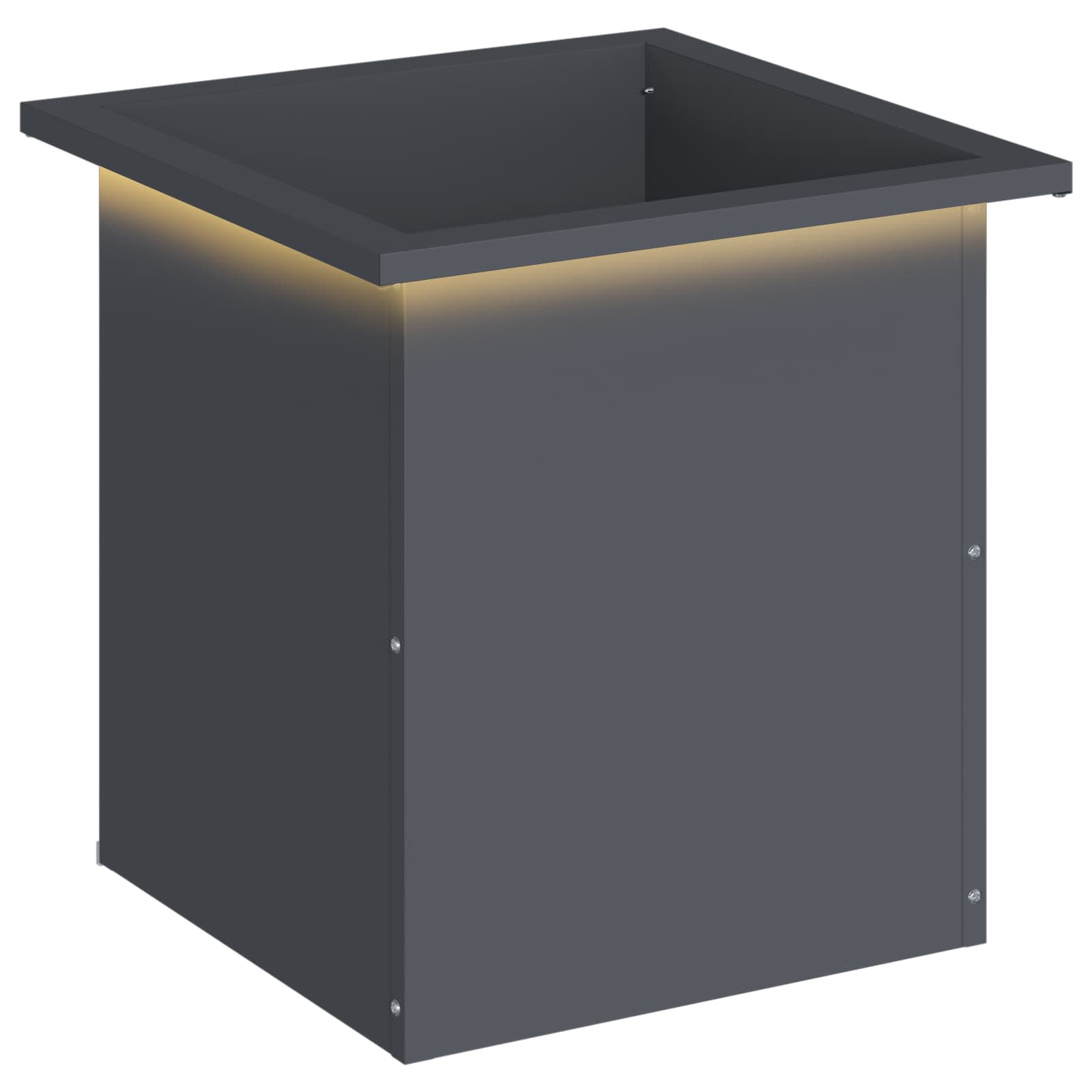 Ζαρντινιέρα κήπου με LED Ανθρακί 40 x 40 x 40 cm Ατσάλι - Pakobazaar
