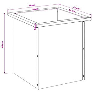 Ζαρντινιέρα κήπου με LED 2 τμχ. Λαδί 40 x 40 x 40 cm Ατσάλι