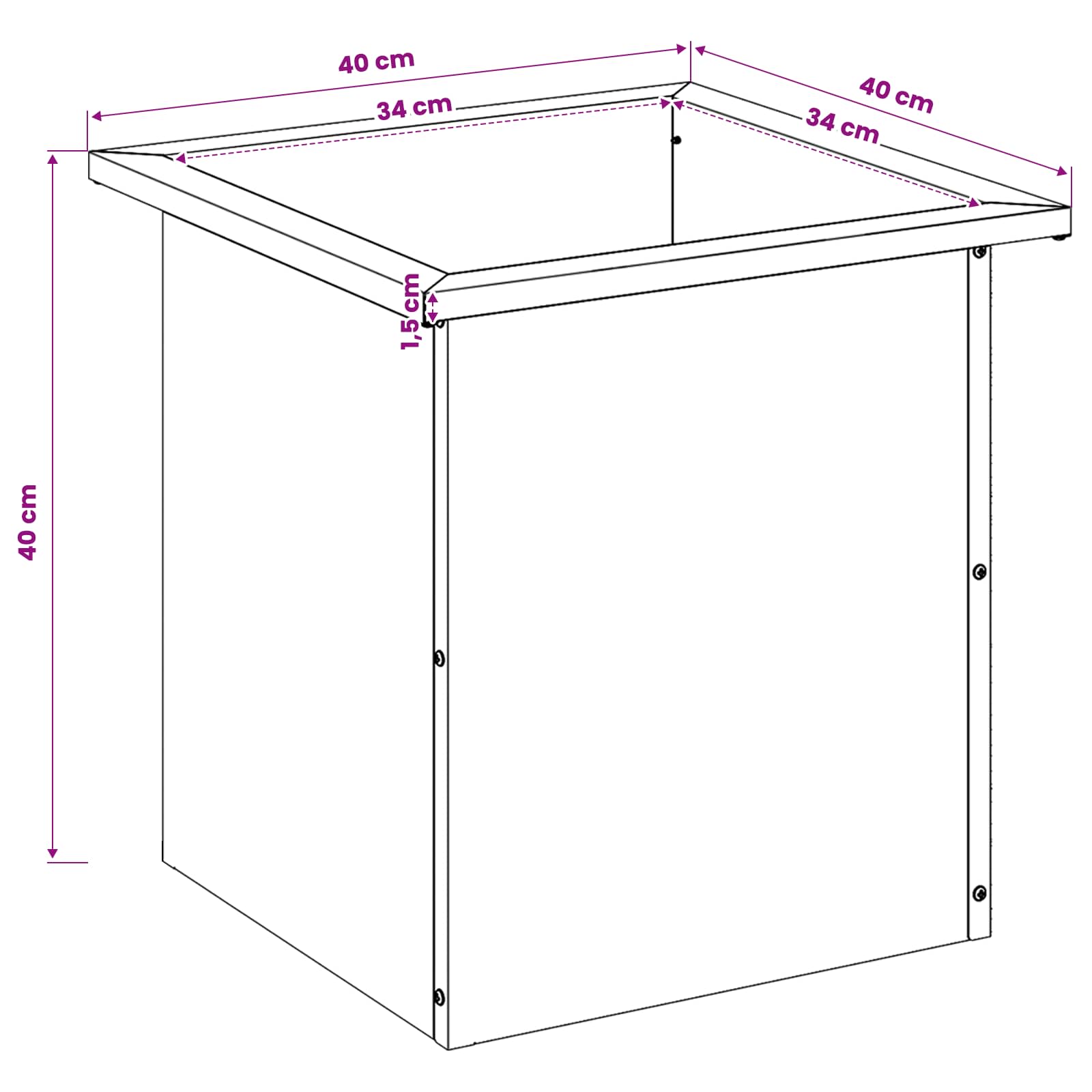 Ζαρντινιέρα κήπου με LED Ασημί 40 x 40 x 40 cm - Pakobazaar