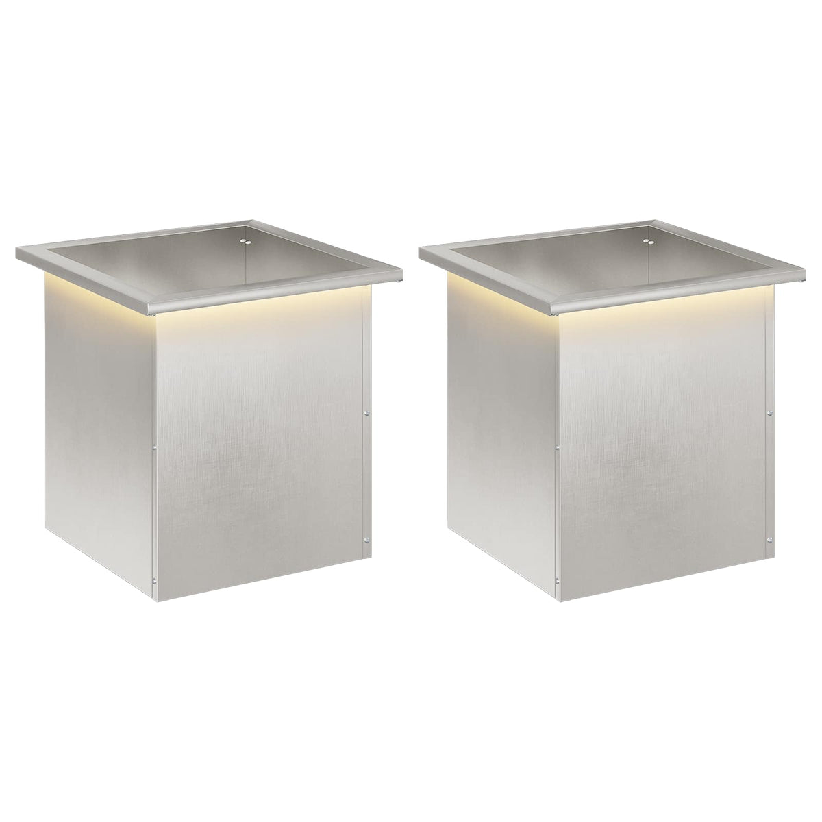 Ζαρντινιέρα κήπου με LED 2 τμχ. Ασημί 40 x 40 x 40 cm - Pakobazaar