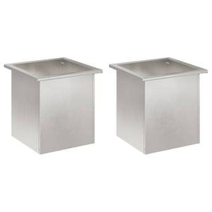 Ζαρντινιέρα κήπου με LED 2 τμχ. Ασημί 40 x 40 x 40 cm - Pakobazaar
