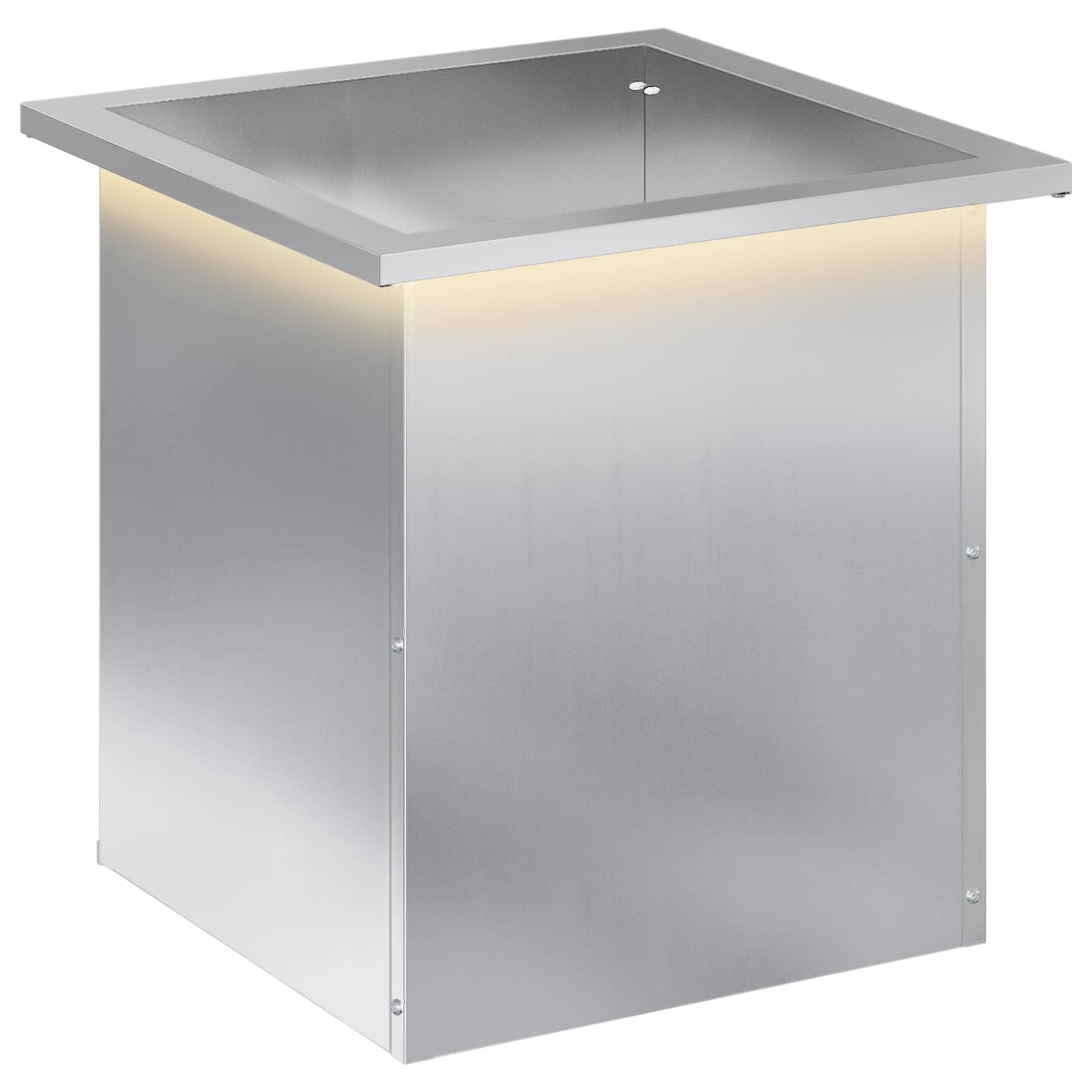 Ζαρντινιέρα κήπου με LED Ασημί 40 x 40 x 40 cm