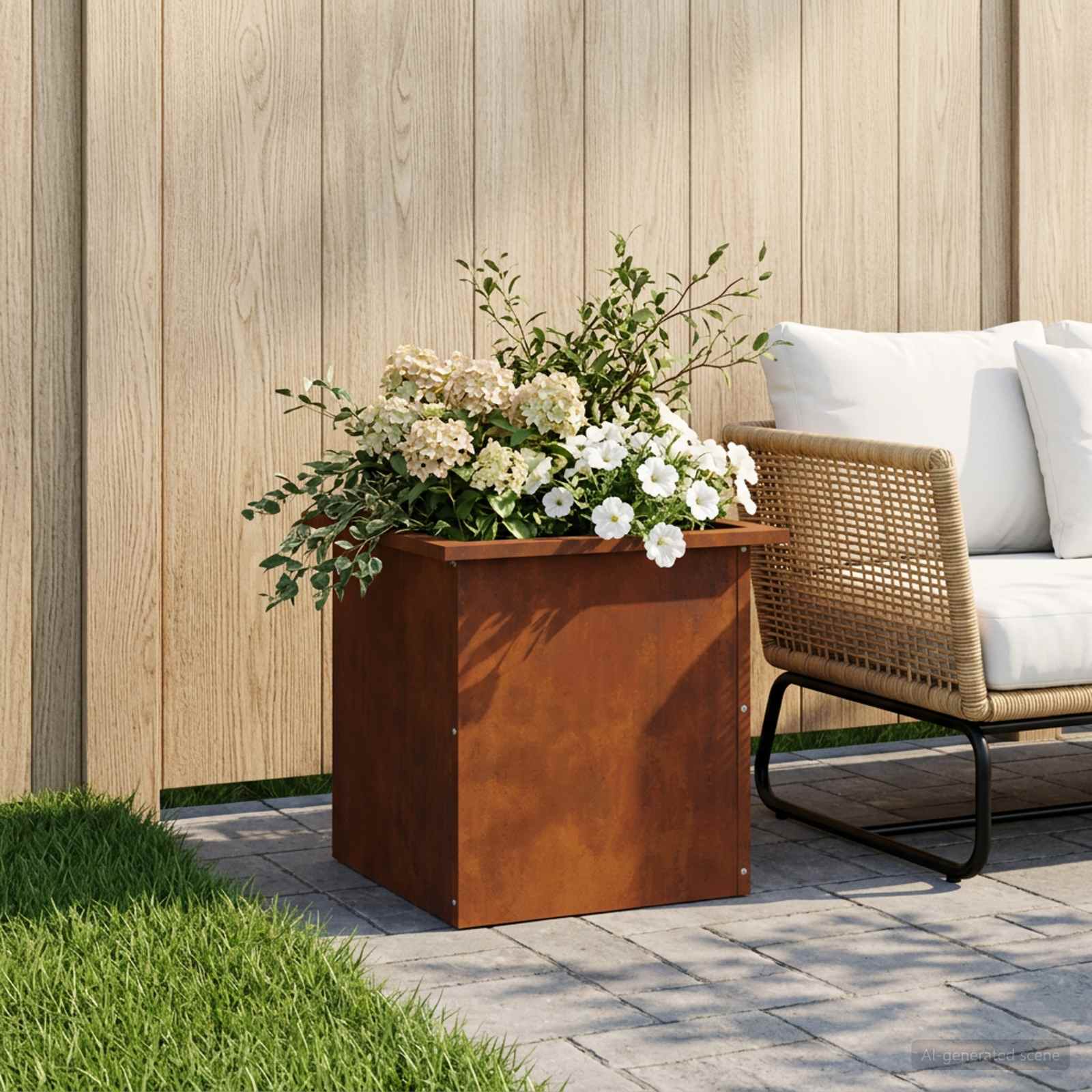 Ζαρντινιέρα κήπου με LED Σκ rusty 40 x 40 x 40 cm - Pakobazaar