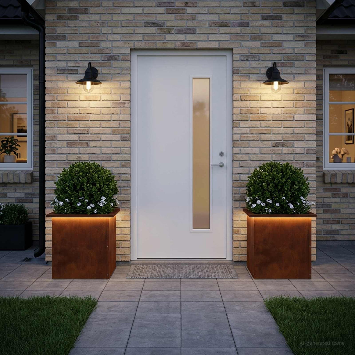 Ζαρντινιέρα κήπου με LED 2 τμχ. Σκ rusty 40 x 40 x 40 cm