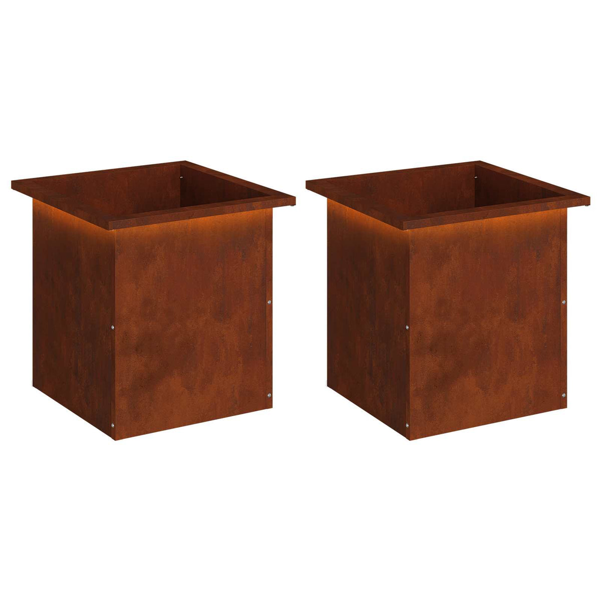 Ζαρντινιέρα κήπου με LED 2 τμχ. Σκ rusty 40 x 40 x 40 cm