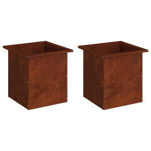 Ζαρντινιέρα κήπου με LED 2 τμχ. Σκ rusty 40 x 40 x 40 cm