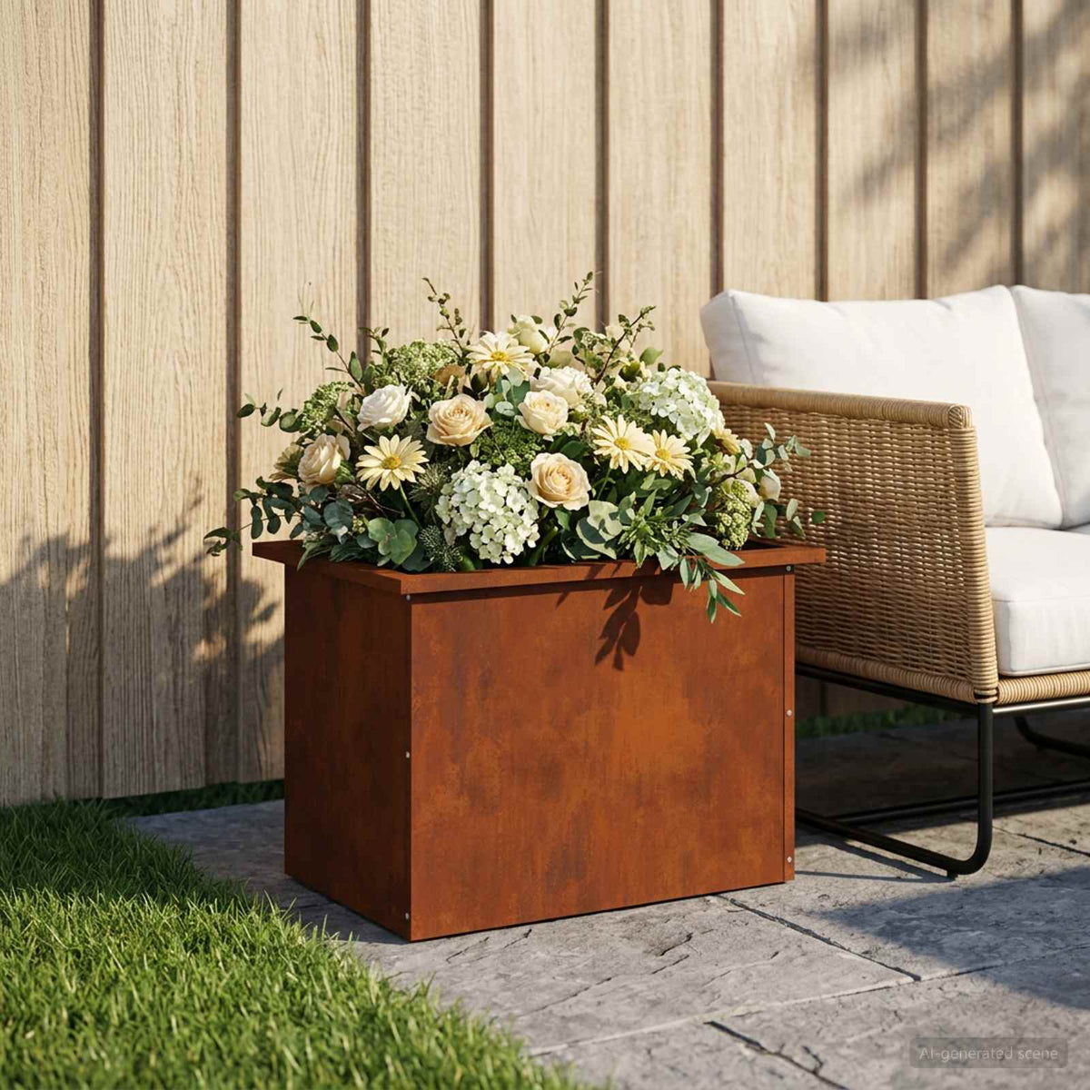 Ζαρντινιέρα κήπου με LED Σκ rusty 40 × 60 × 40 εκ - Pakobazaar