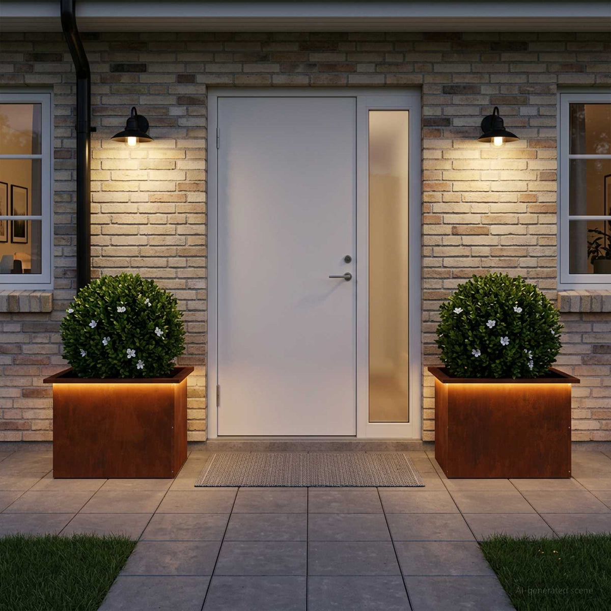 Ζαρντινιέρα κήπου με LED 2 τμχ. Σκ rusty 40 x 60 x 40 εκ.