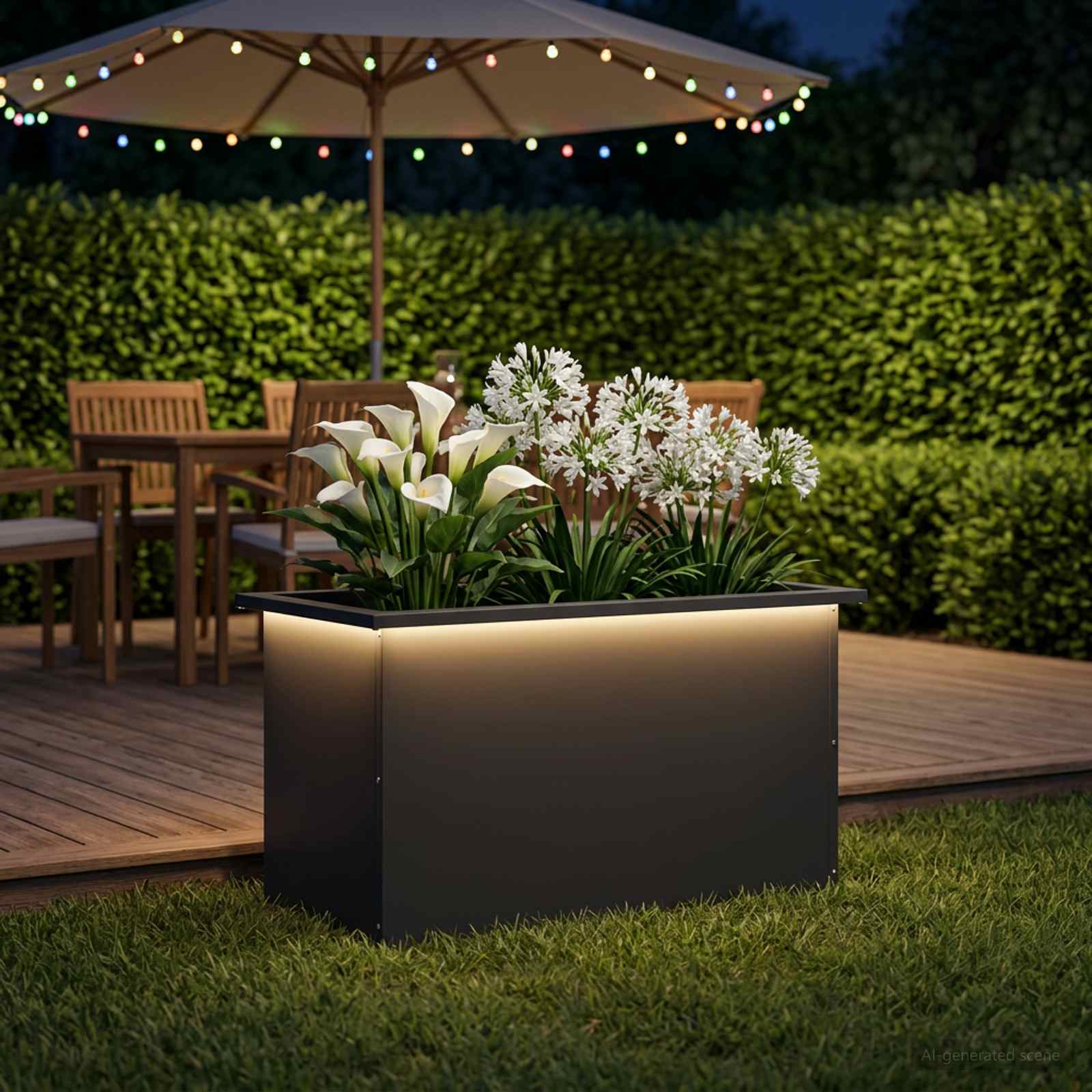 Ζαρντινιέρα κήπου με LED Μαύρο 40 x 80 x 40 cm Ατσάλι