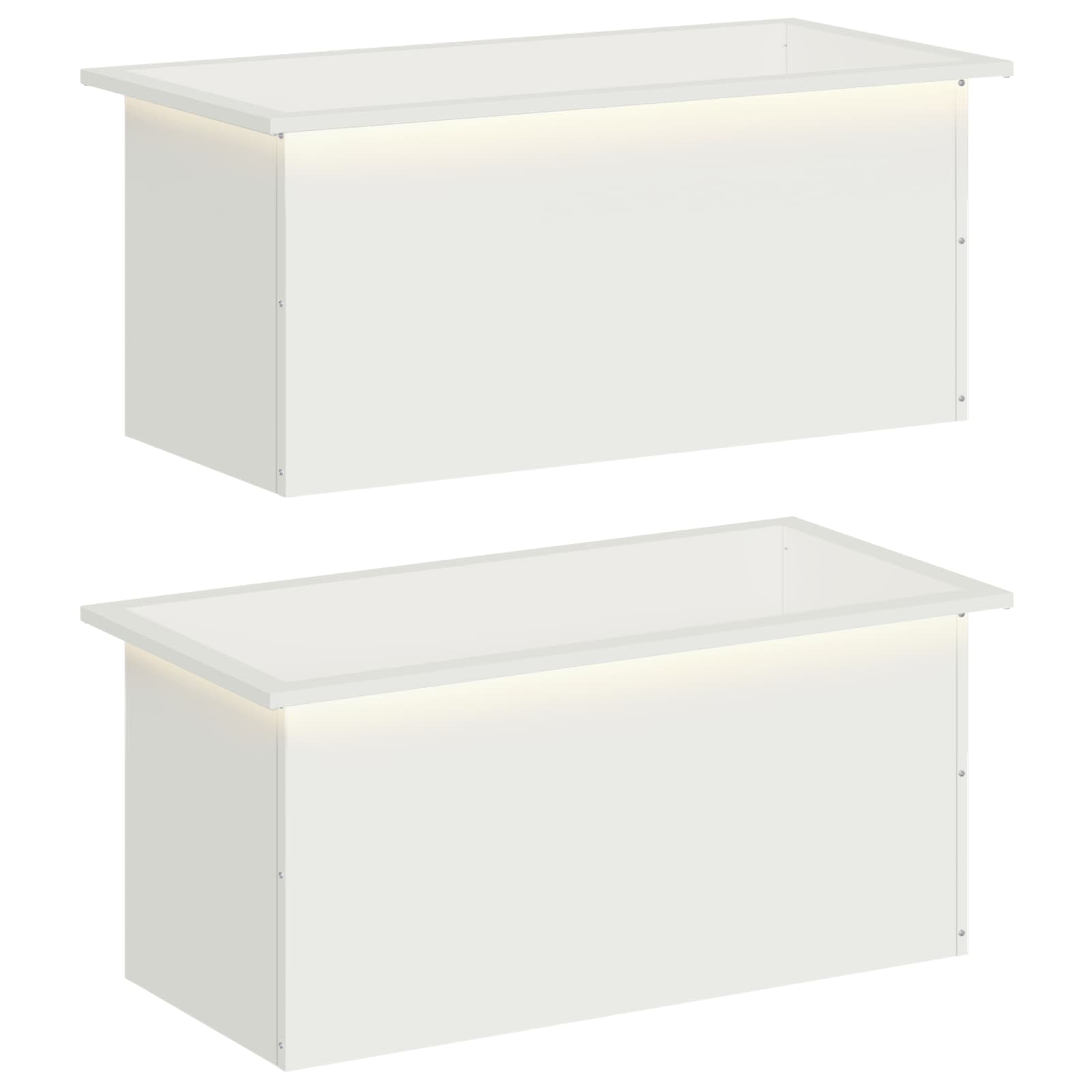 Ζαρντινιέρα κήπου με LED 2 τμχ. Λευκό 40 x 80 x 40 cm Ατσάλι