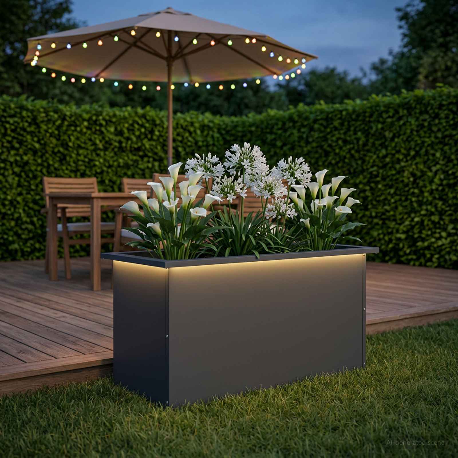 Ζαρντινιέρα κήπου με LED Ανθρακί 40 x 80 x 40 cm Ατσάλι - Pakobazaar