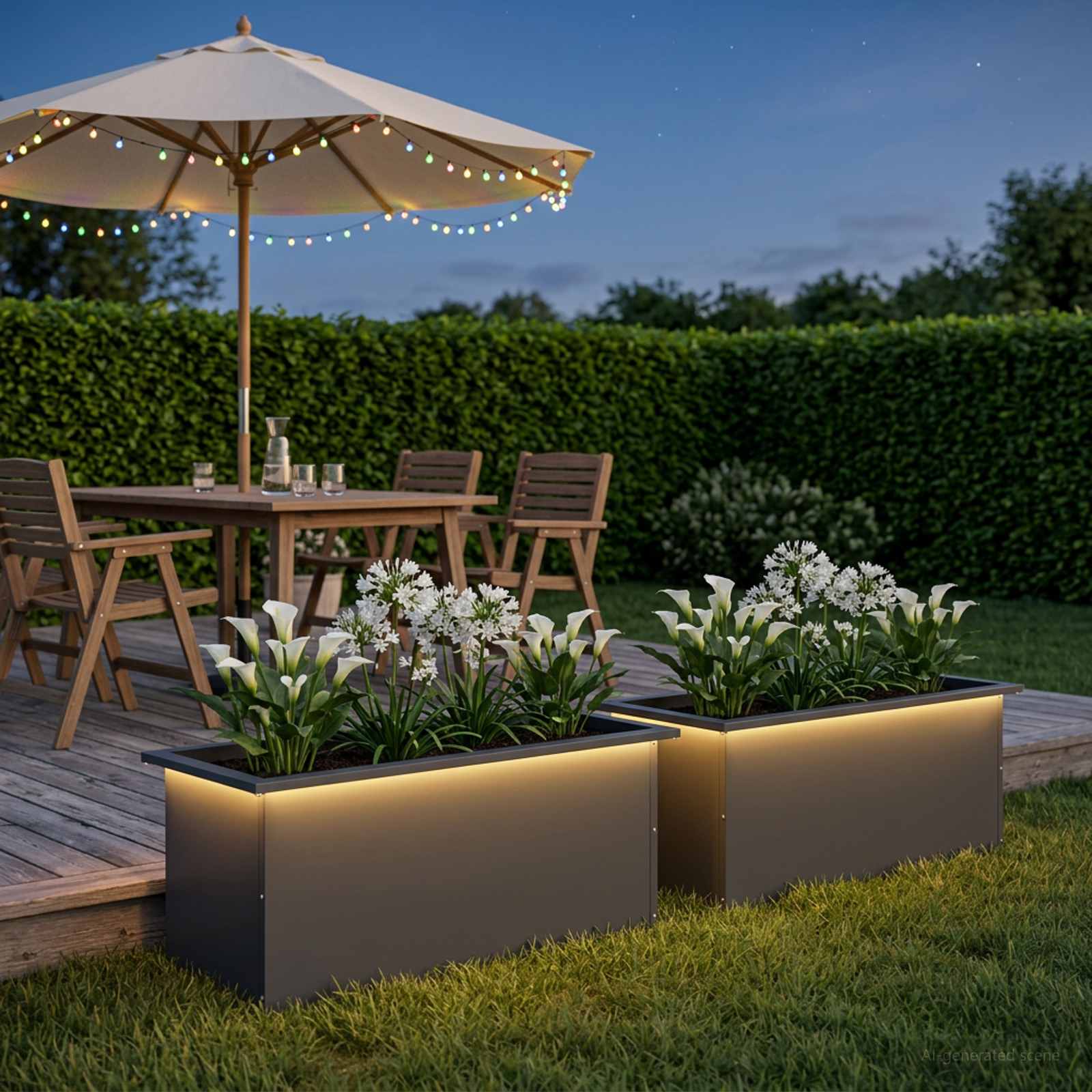 Ζαρντινιέρα κήπου με LED 2 τμχ. Ανθρακί 40 x 80 x 40 cm Ατσάλι - Pakobazaar
