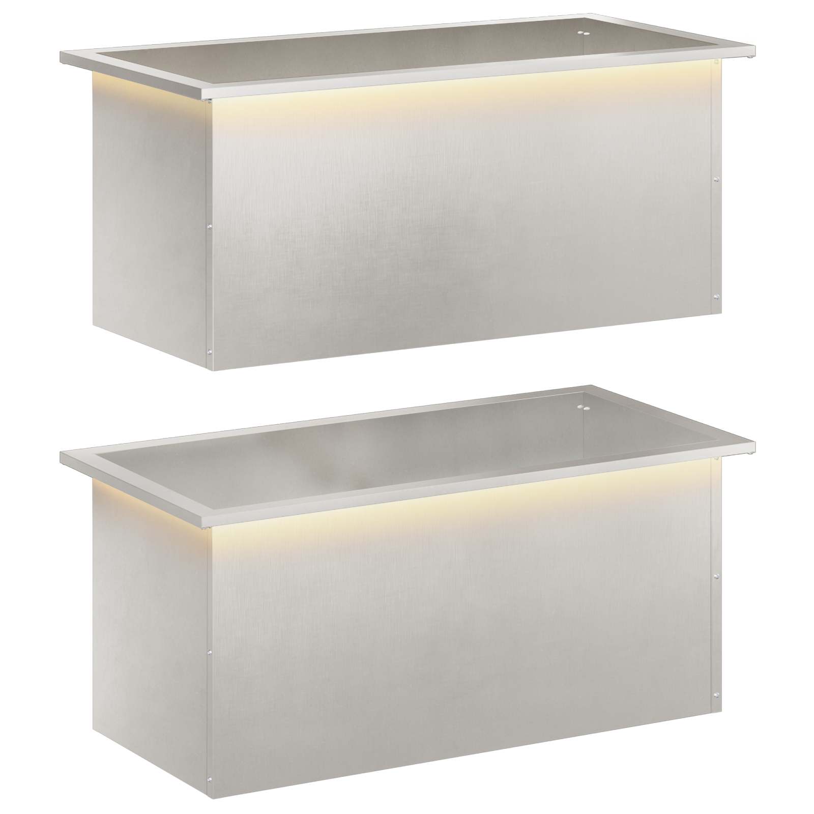 Ζαρντινιέρα κήπου με LED 2 τμχ. Ασημί 40 x 80 x 40 cm - Pakobazaar