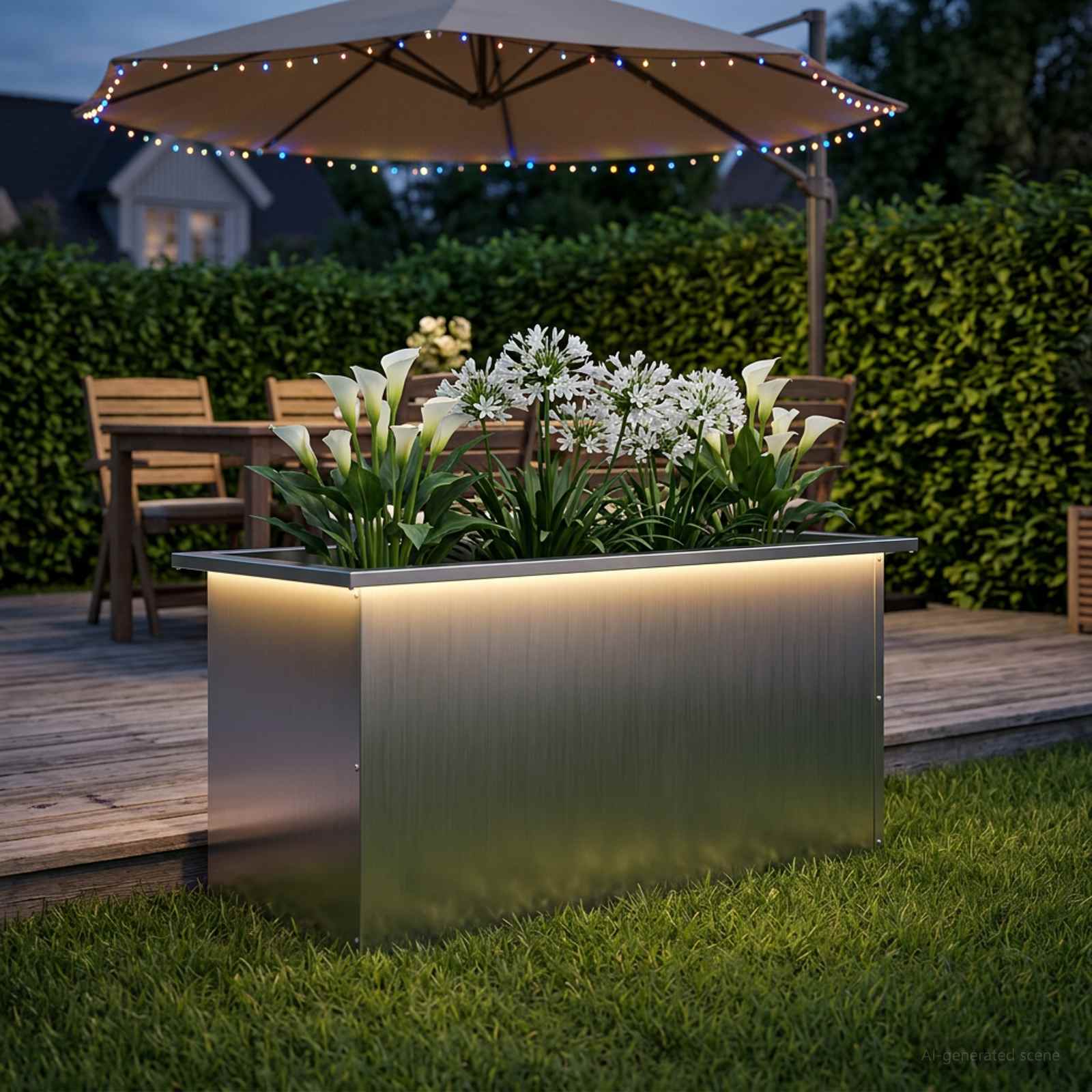 Ζαρντινιέρα κήπου με LED Ασημί 40 x 80 x 40 cm - Pakobazaar
