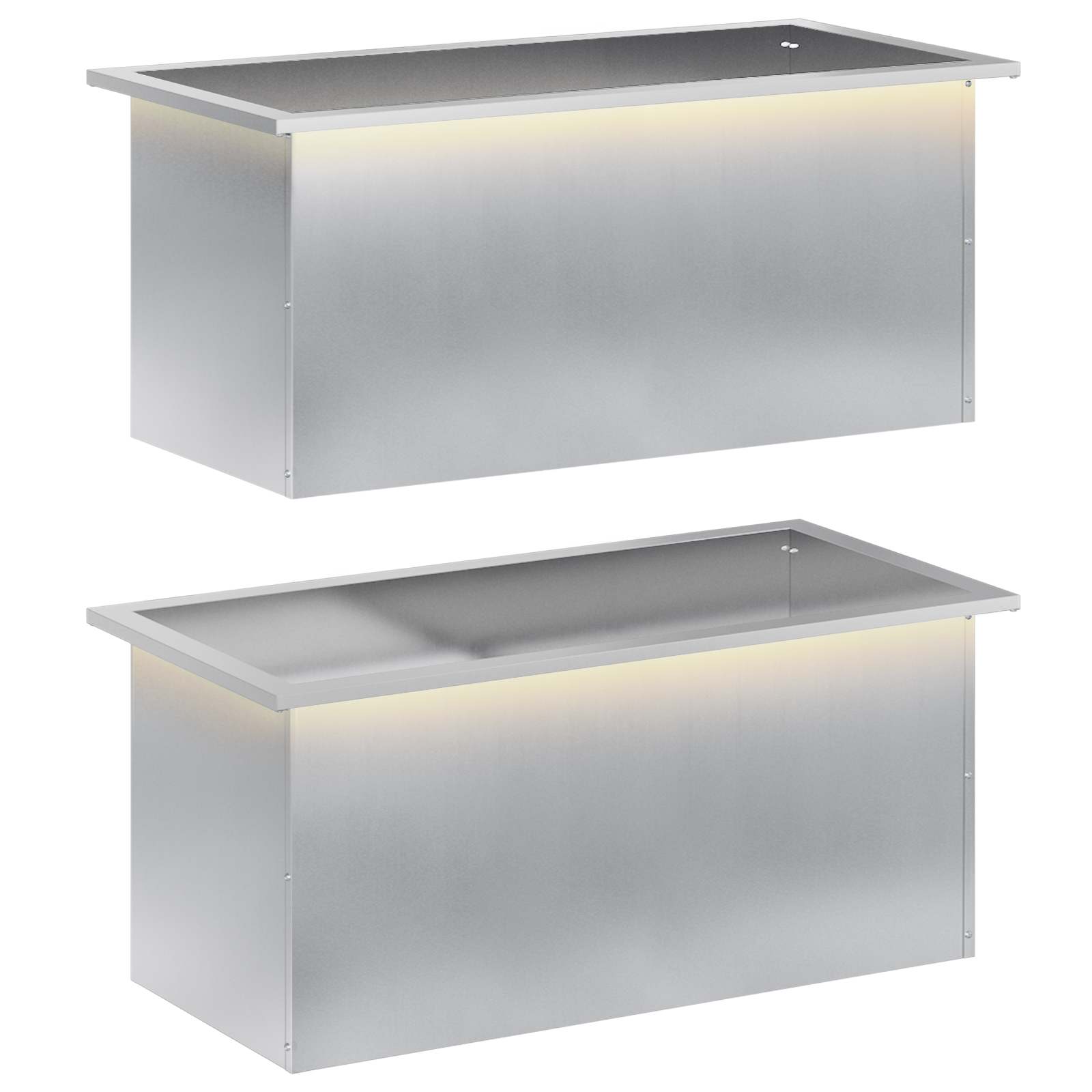 Ζαρντινιέρα κήπου με LED 2 τμχ. Ασημί 40 x 80 x 40 cm