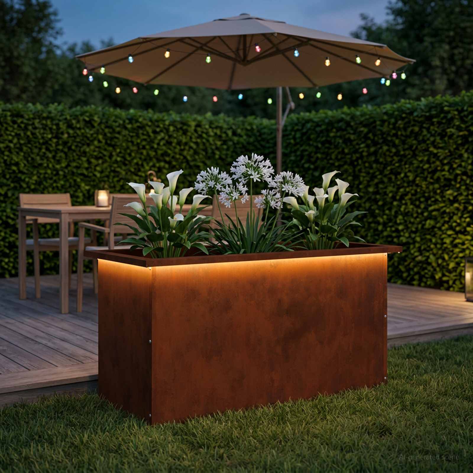 Ζαρντινιέρα κήπου με LED Σκ rusty 40 x 80 x 40 cm