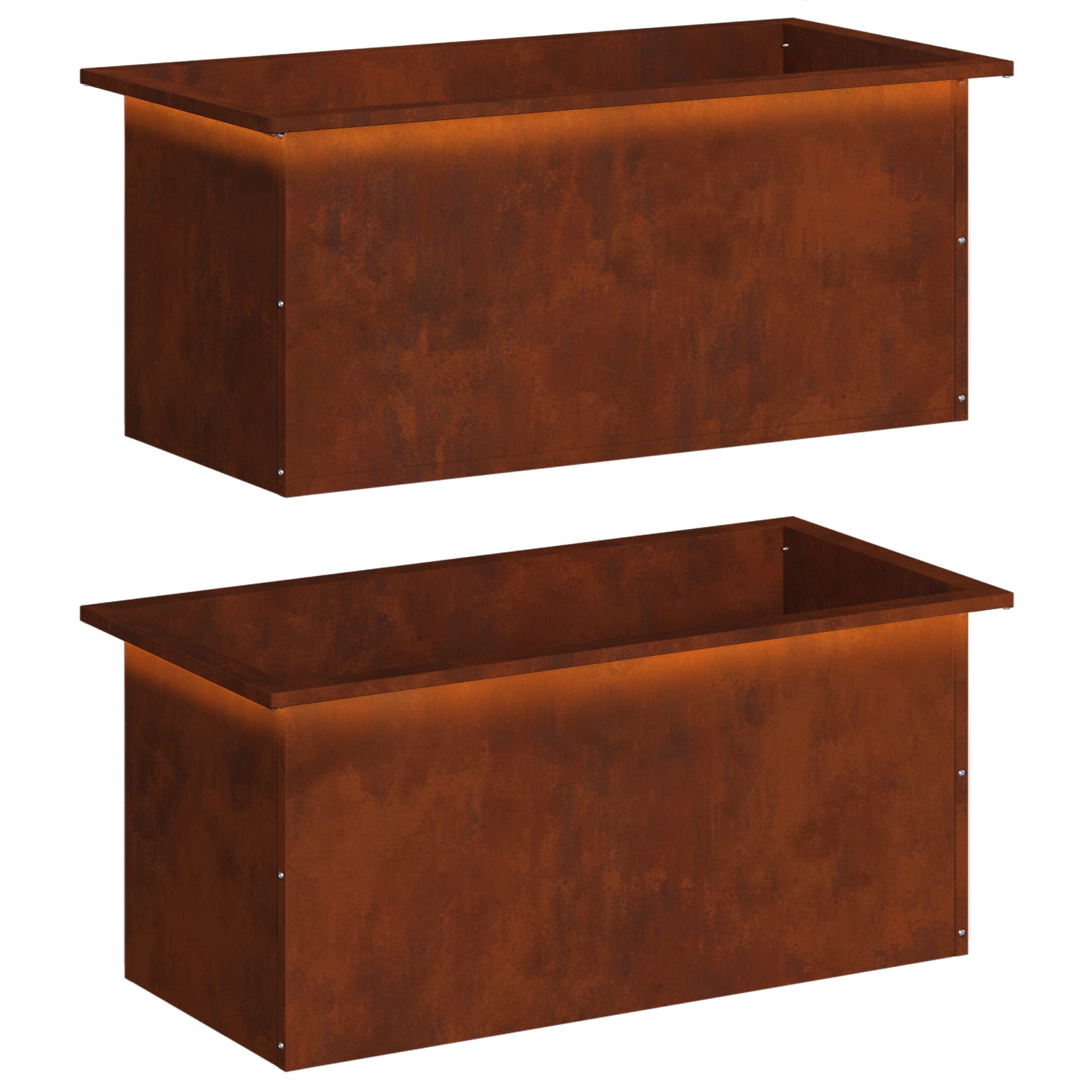 Ζαρντινιέρα κήπου με LED 2 τμχ. Σκ rusty 40 x 80 x 40 cm
