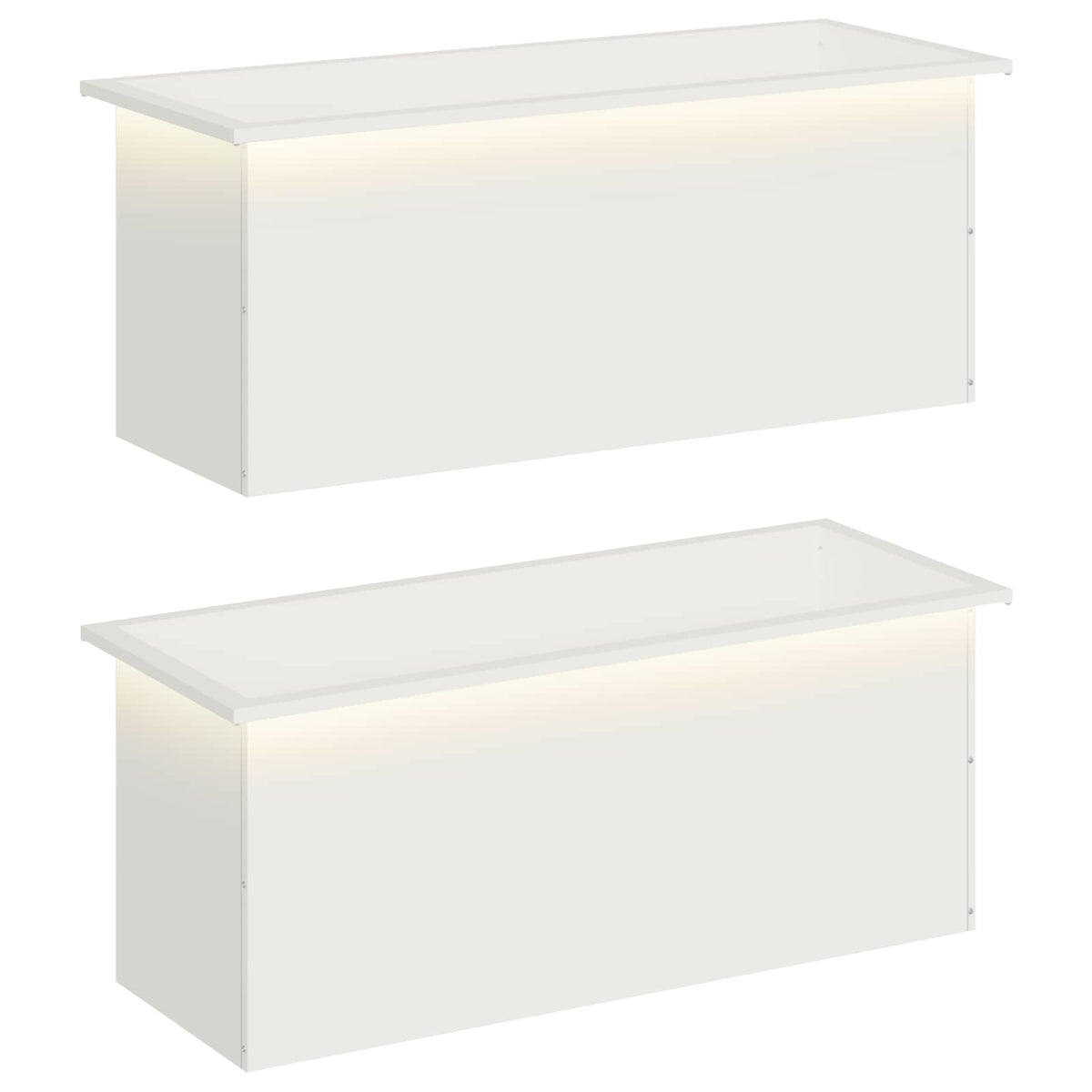 Ζαρντινιέρα κήπου με LED 2 τμχ. Λευκό 40 x 100 x 40 εκ. Ατσάλι