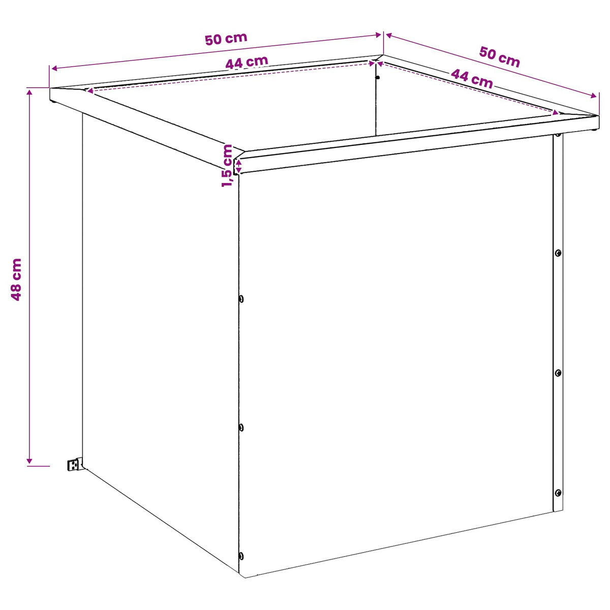 Ζαρντινιέρα κήπου με LED Μαύρο 50 x 50 x 48 εκ Ατσάλι - Pakobazaar