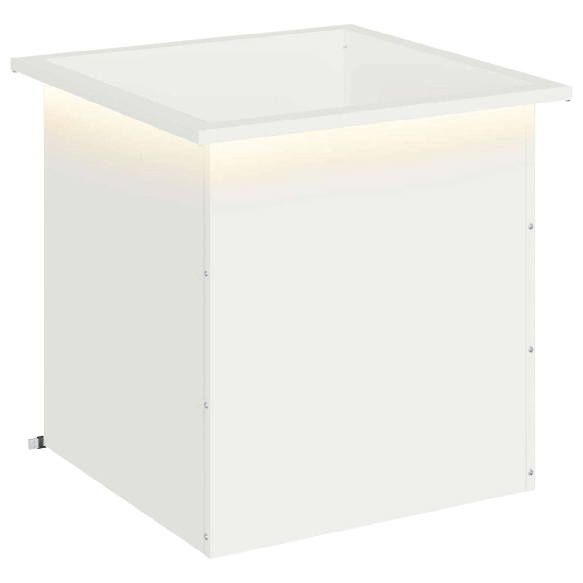 Ζαρντινιέρα κήπου με LED Λευκό 50 × 50 × 48 εκ Ατσάλι