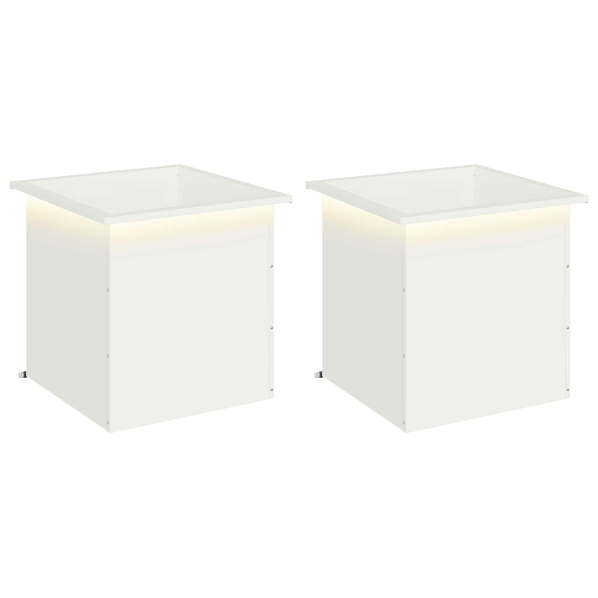 Ζαρντινιέρα κήπου με LED 2 τμχ. Λευκό 50 × 50 × 48 εκ Ατσάλι - Pakobazaar