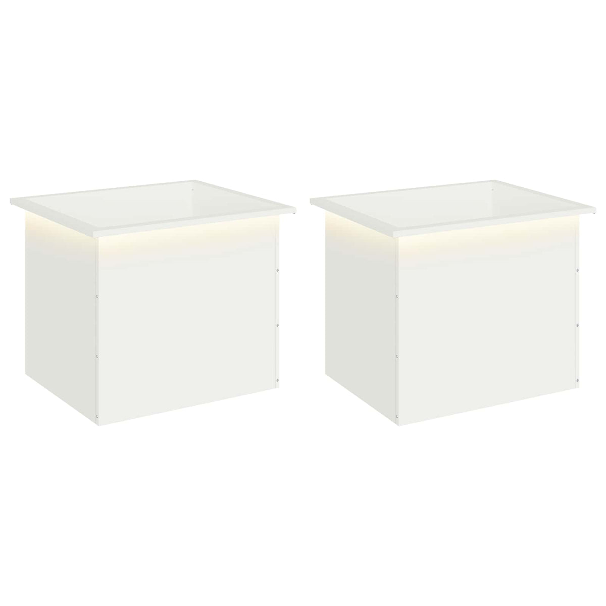 Ζαρντινιέρα κήπου με LED 2 τμχ. Λευκό 50 x 60 x 48 εκ. Ατσάλι - Pakobazaar
