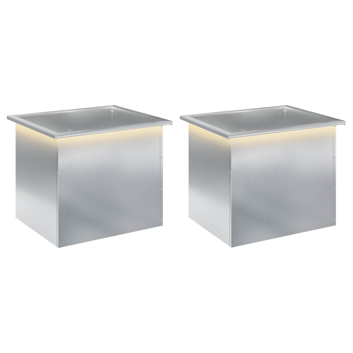 Ζαρντινιέρα κήπου με LED 2 τμχ. Ασημί 50 x 60 x 48 εκ - Pakobazaar