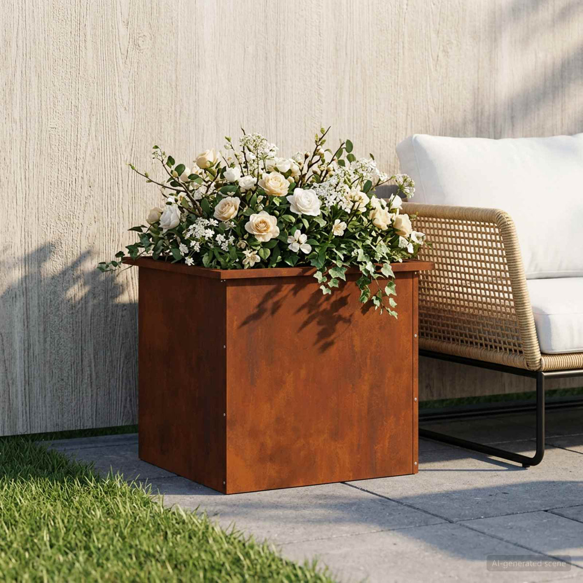 Ζαρντινιέρα κήπου με LED Σκ rusty 50 x 60 x 48 εκ