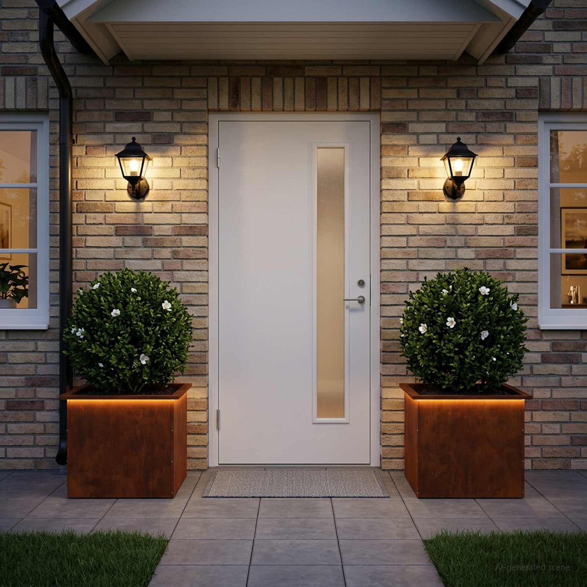 Ζαρντινιέρα κήπου με LED 2 τμχ. Σκ rusty 50 x 60 x 48 εκ