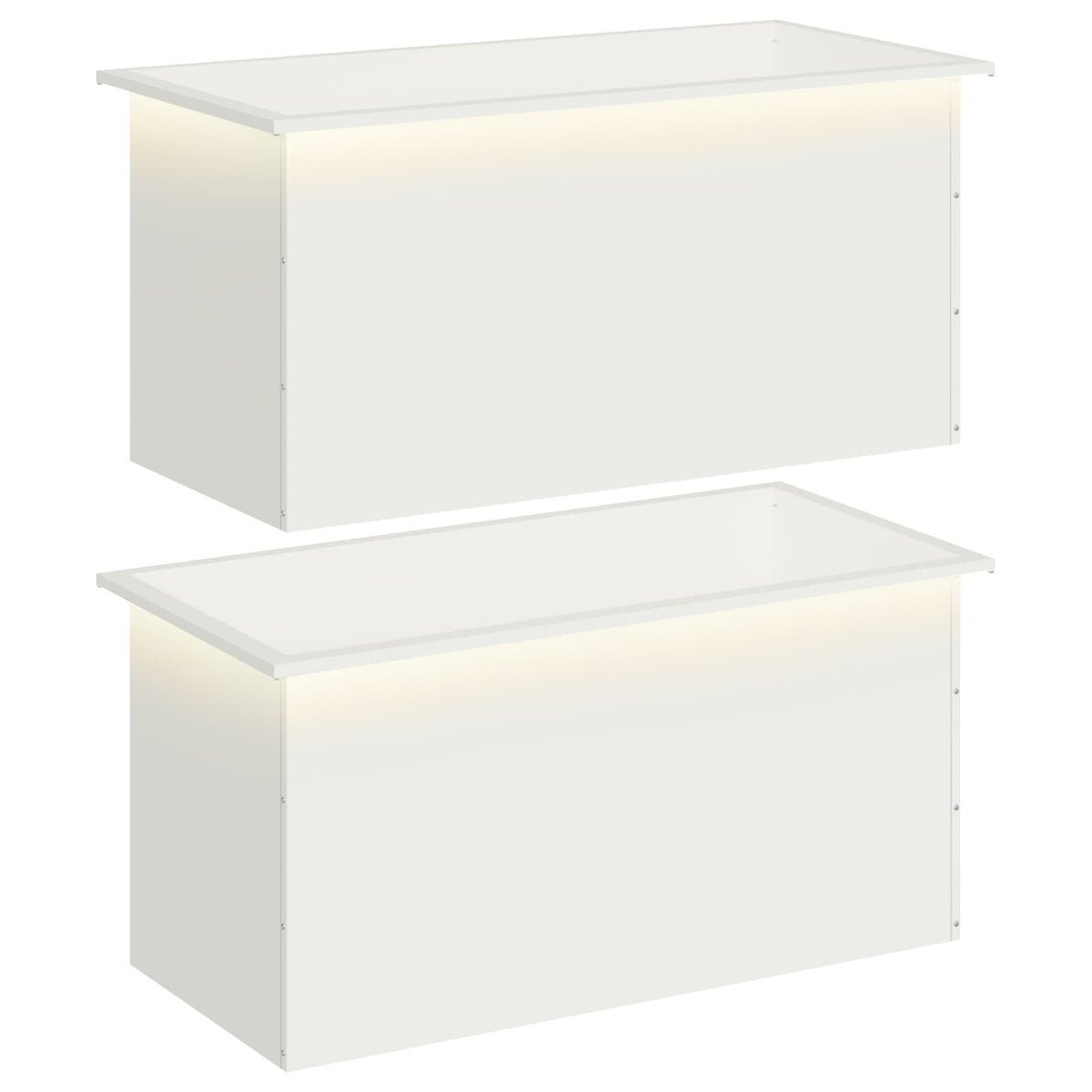 Ζαρντινιέρα κήπου με LED 2 τμχ. Λευκό 50 × 100 × 48 εκ Ατσάλι