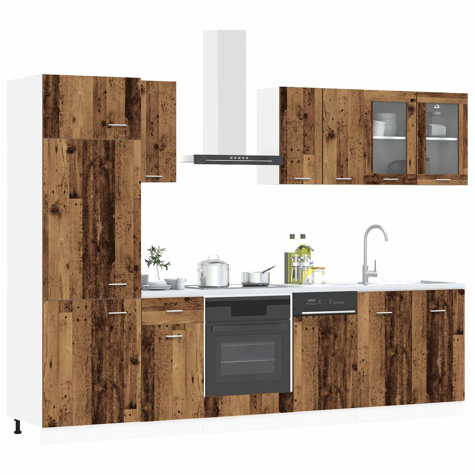 Μονάδα κουζίνας Lyon 8 pcs Παλαιωμένο ξύλο Επεξεργασμένο Ξύλο - Pakobazaar