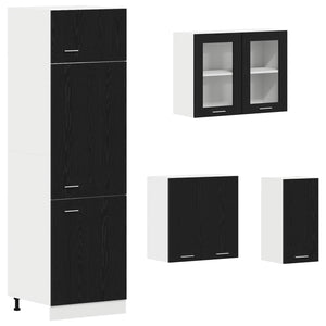 Μονάδα κουζίνας Lyon 8 pcs Μαύρη Δρυς Επεξεργασμένο Ξύλο - Pakobazaar