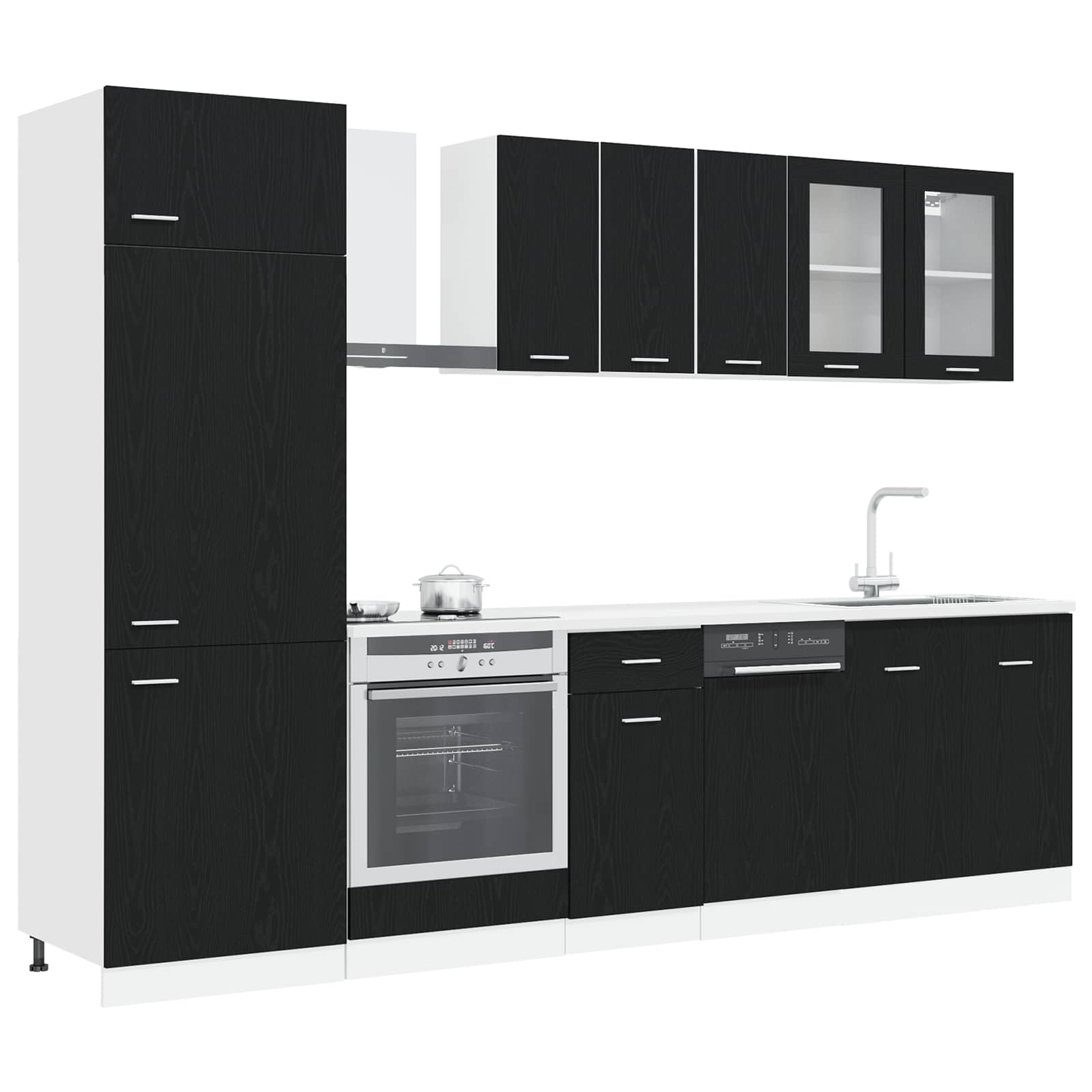 Μονάδα κουζίνας Lyon 8 pcs Μαύρη Δρυς Επεξεργασμένο Ξύλο