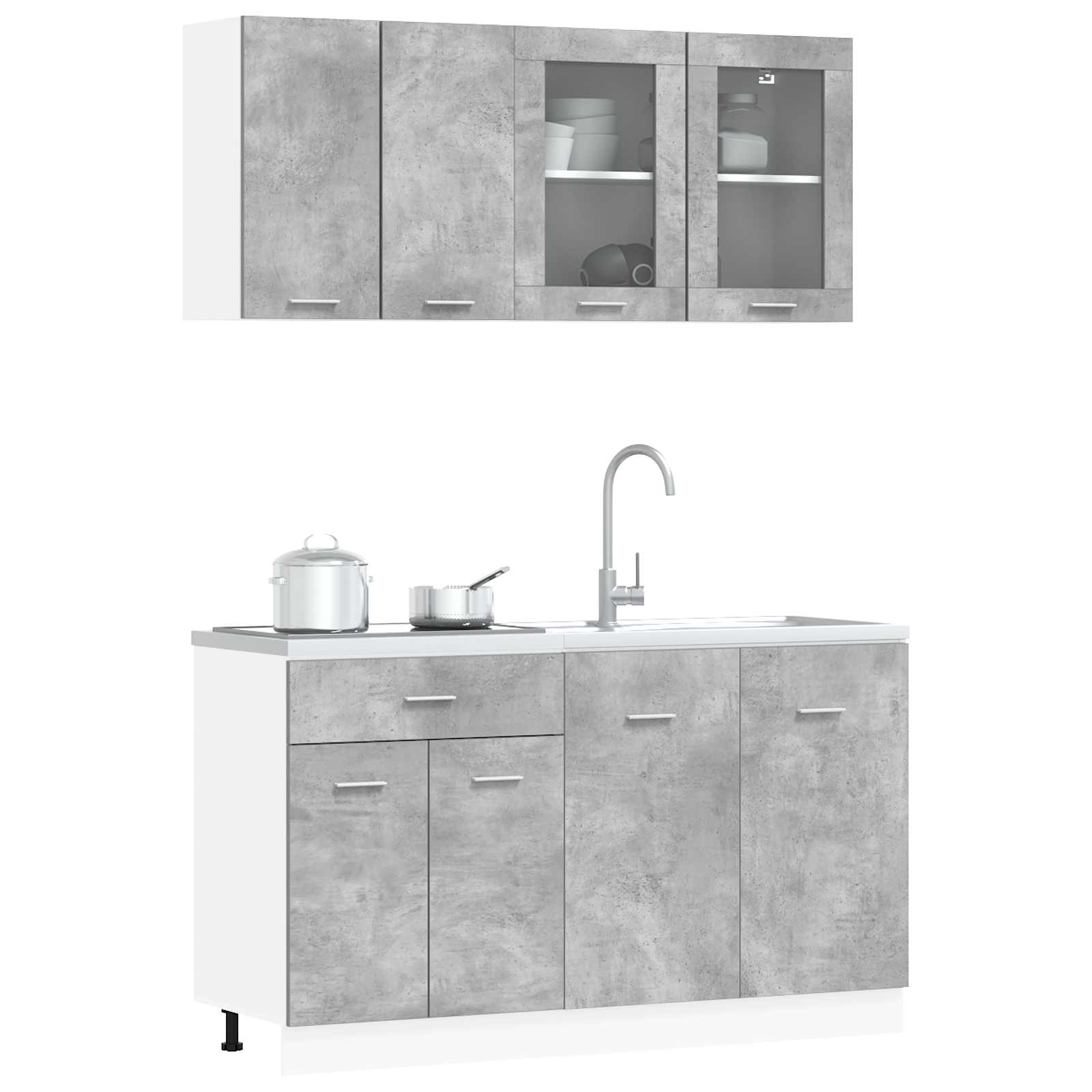 Μονάδα κουζίνας Lyon 4 pcs Γκρι Σκυροδέματος Επεξεργασμένο Ξύλο