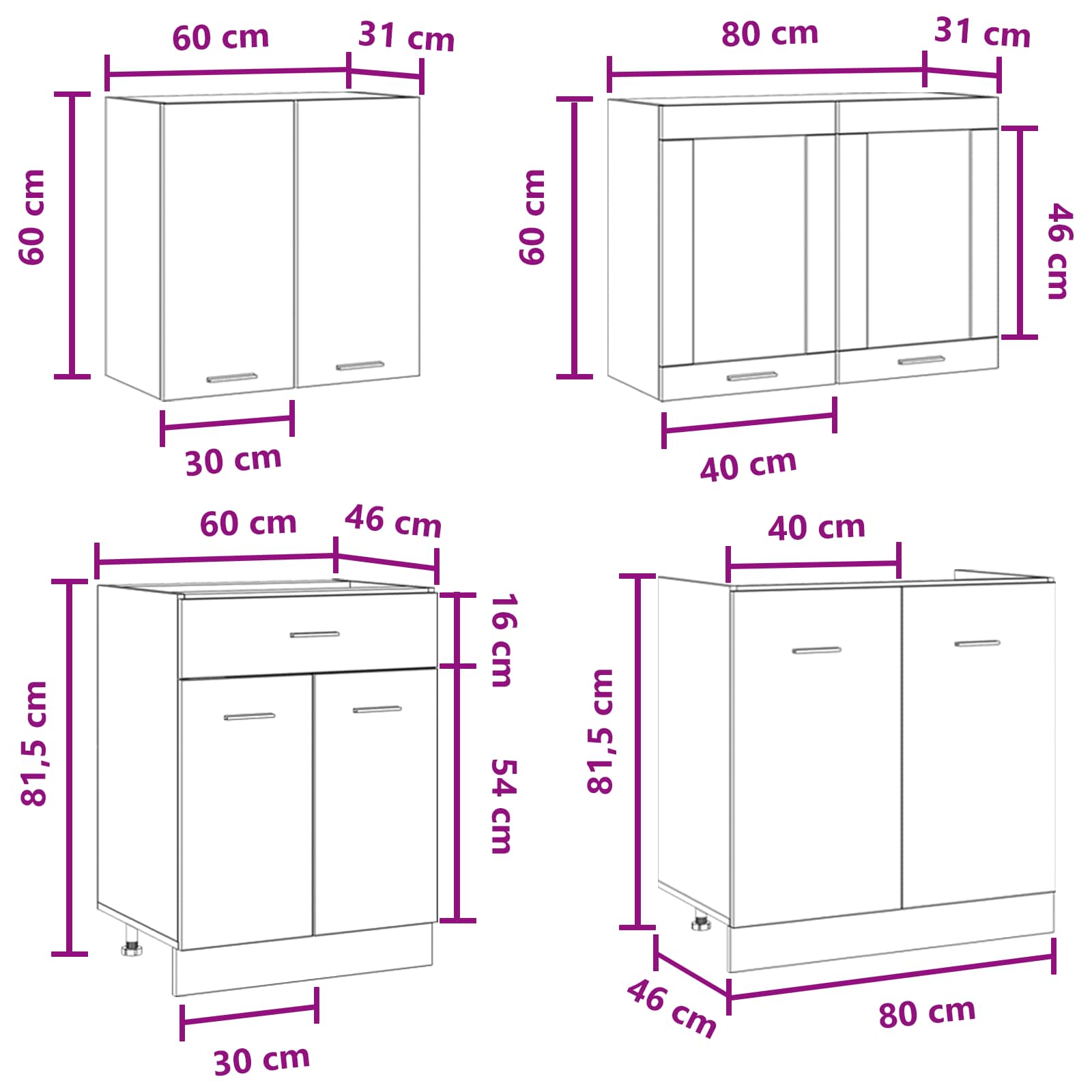 Μονάδα κουζίνας Lyon 4 pcs Γκρι Σκυροδέματος Επεξεργασμένο Ξύλο