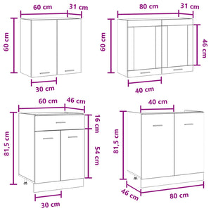 Μονάδα κουζίνας Lyon 4 pcs Γκρι Σκυροδέματος Επεξεργασμένο Ξύλο - Pakobazaar