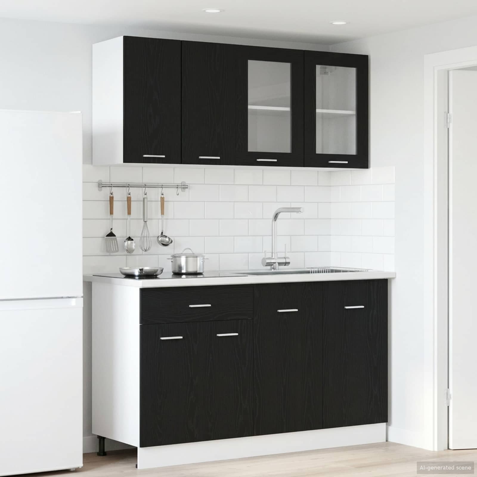 Μονάδα κουζίνας Lyon 4 pcs Μαύρη Δρυς Επεξεργασμένο Ξύλο - Pakobazaar
