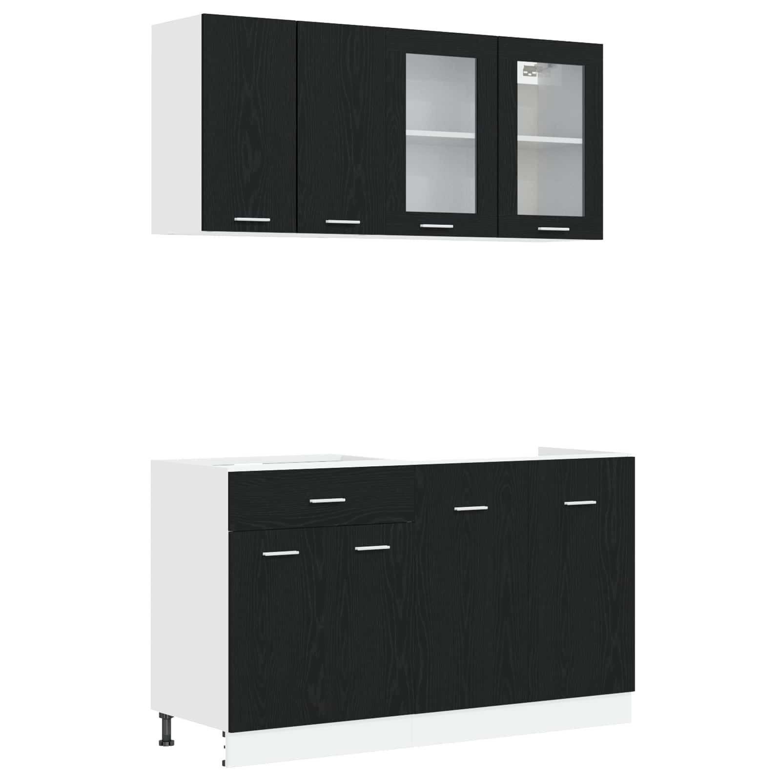 Μονάδα κουζίνας Lyon 4 pcs Μαύρη Δρυς Επεξεργασμένο Ξύλο - Pakobazaar