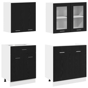 Μονάδα κουζίνας Lyon 4 pcs Μαύρη Δρυς Επεξεργασμένο Ξύλο - Pakobazaar