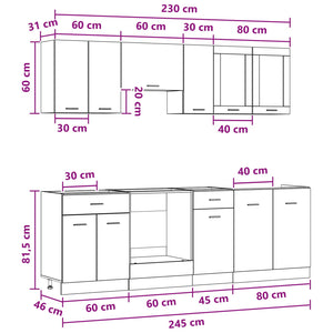 Μονάδα κουζίνας Lyon 8 pcs Επεξεργασμένο ξύλο - Pakobazaar