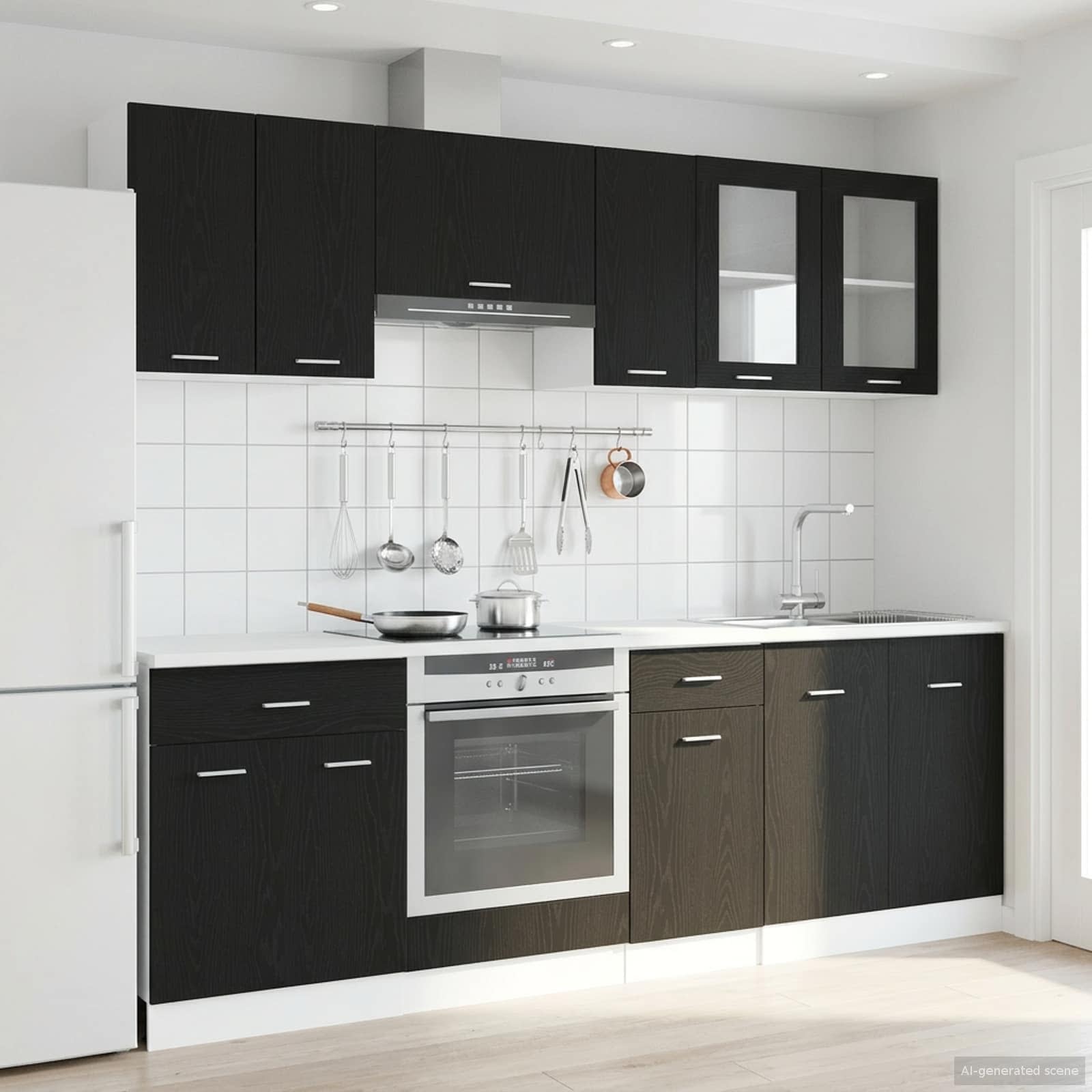 Μονάδα κουζίνας Lyon 8 pcs Μαύρη Δρυς Επεξεργασμένο ξύλο