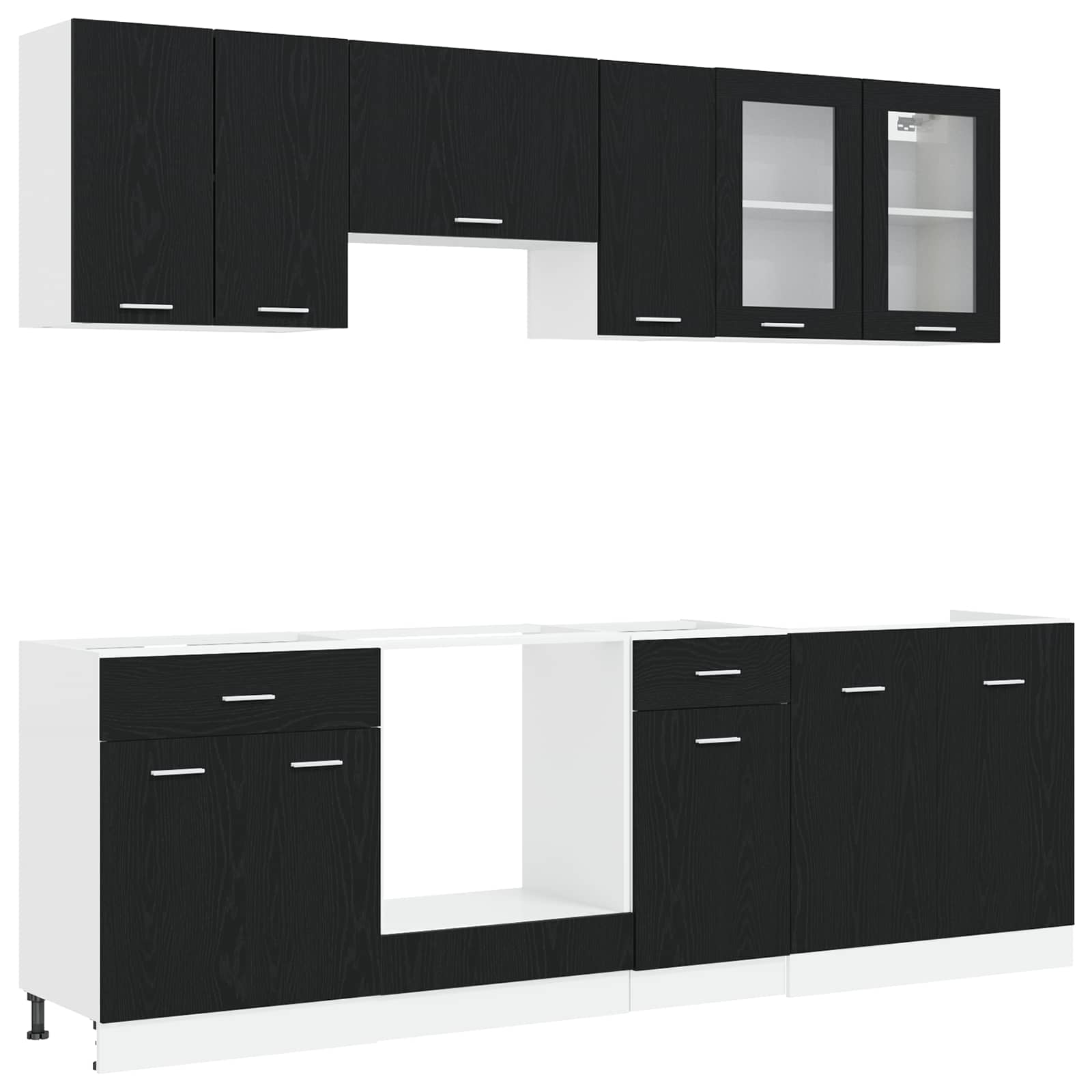 Μονάδα κουζίνας Lyon 8 pcs Μαύρη Δρυς Επεξεργασμένο ξύλο