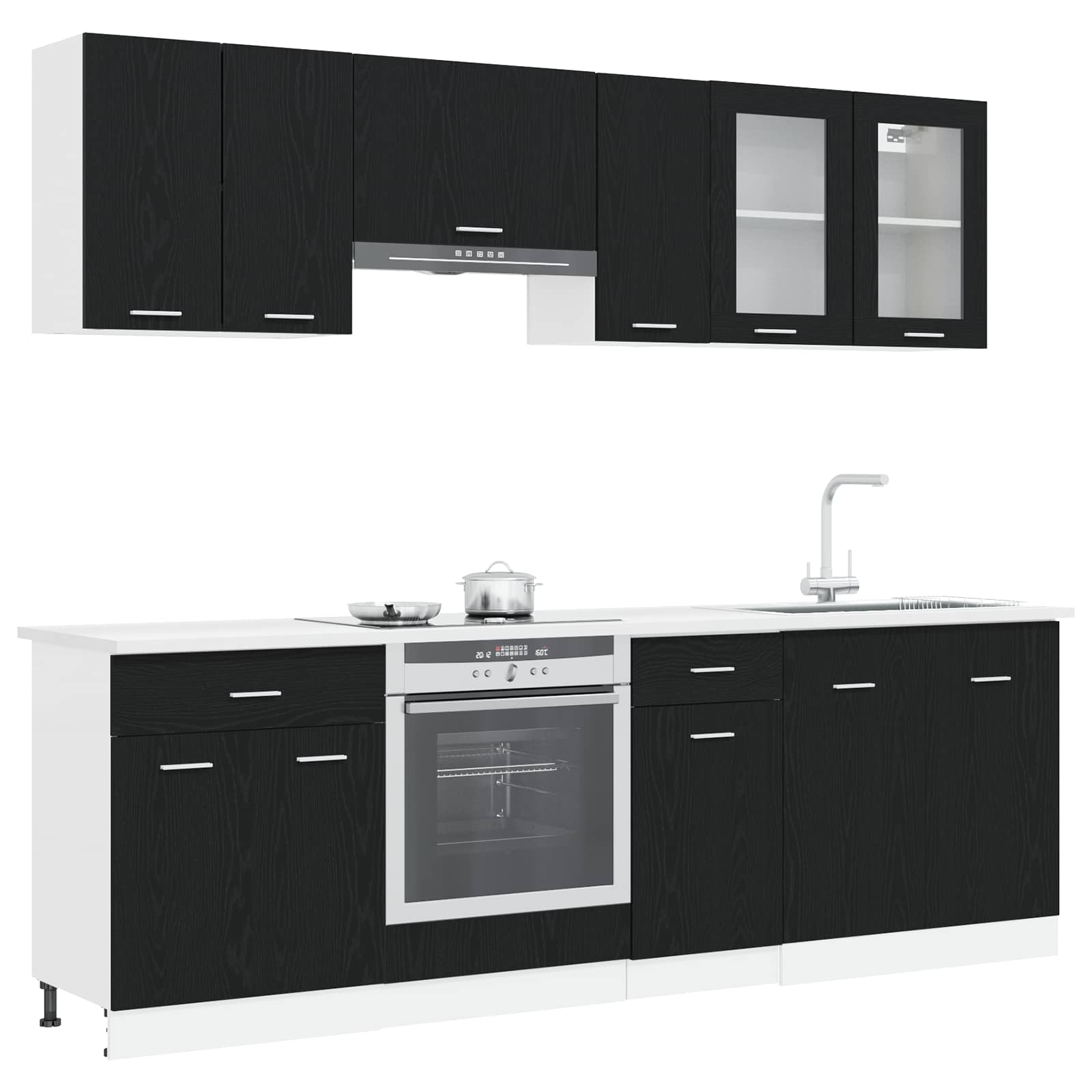 Μονάδα κουζίνας Lyon 8 pcs Μαύρη Δρυς Επεξεργασμένο ξύλο