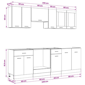 Μονάδα κουζίνας Lyon 8 pcs Μαύρη Δρυς Επεξεργασμένο ξύλο - Pakobazaar